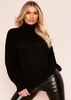 Della Black Balloon Sleeve Roll Neck Knitted Jumper