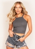 Demi Charcoal Ribbed Racer Crop Top