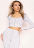 Demi Grey Contrast Stitch Ribbed Crop Top