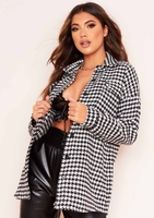 Diya Black Monochrome Dogtooth Oversized Shacket