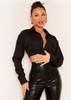 Dolly Black Plunge Front Cropped Shirt