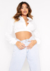 Dolly White Plunge Front Cropped Shirt