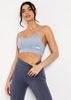 Eleanor Blue Missy Sport Strappy Crop Gym Top