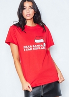 Eleanor Red Dear Santa I Can Explain Slogan T-Shirt