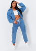 Eliza Mid Wash Denim Cargo Jeans