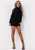 Elizabeth Black Ruched High Neck Long Sleeved Dress