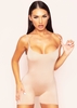 Ellen Beige Strappy Scoop Neck Unitard