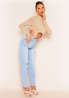 Eloise Light Wash Ripped Knee Mom Jeans