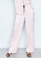 Elsa Pink Satin Wide Leg Contrast Trouser