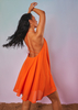 Elsie Orange Halter Neck Trapeze Mini Dress