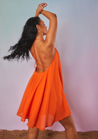 Elsie Orange Halter Neck Trapeze Mini Dress