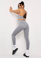 Emerie Grey Crop Top And Leggings Gym Set