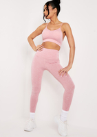 Emerie Pink Crop Top And Leggings Gym Set