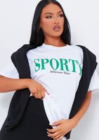 Emery White Sporty Slogan Oversized T-Shirt