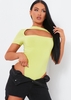 Emi Lime Slinky Cut Out Panel Bodysuit
