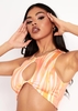 Emilia Orange Stripe Print High Neck Cut Out Crop Top