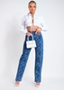 Emori Snake Printed Denim Straight Leg Jeans