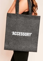 Enora Charcoal Slogan Accessory Tote Bag