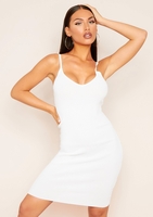 Essie White Ribbed Knitted Dress