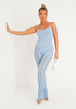 Eva Light Blue Laddered Knitted Seam Jumpsuit