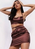 Fabiana Chocolate Satin Metal Strap Top