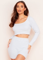 Fai Blue Teddy Borg Scoop Neck Crop Top