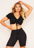 Faith Black Ruched Tie Ribbed Crop Top