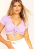 Faith Lilac Ruched Tie Ribbed Crop Top