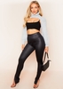 Farah Black Faux Leather Side Split Hem Trousers