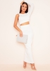 Farah Cream Double Thickness One Sleeve Racer Crop Top