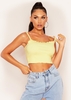 Faye Lemon Yellow Frill Hem Ribbed Crop Top
