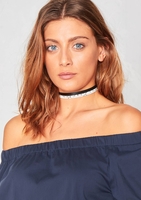 Fearne Black Faux Leather Snake Print Double Choker