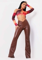 Felicity Chocolate PU Flared Trousers
