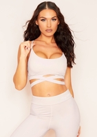 Fiona Light Grey Missy Sport Cross Strap Gym Bralet
