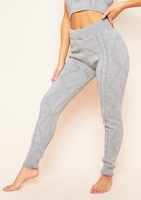 Flynn Light Grey Cable Knitted Ribbed Joggers