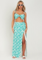 Frankie Green Floral Printed Wrap Around Maxi Skirt