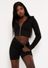Freya Black Zip Up Cropped Hoodie