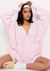 Freya Pink Knitted Oversized Button Through V-Neck Cardigan Dress