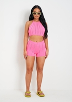 Genesis Pink Stitch Detail Knit Shorts