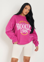 Genevieve Pink Brooklyn Graphic Sweatshirt
