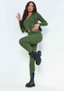 Georga Green ribbed knit zip up cardigan and legging co ord
