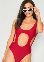 Georgie Wine Cut Out Swimsuit