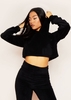 Grace Black Velour Cropped Hoodie