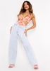 Hana Orange Print Halterneck Plunge Hoop Bodysuit