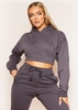 Hannah Charcoal Cropped Elasticated Hem Hoodie