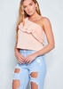 Heidi Nude Frill One Shoulder Top