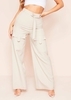 Heloise Stone Belted Pocket Wide Leg Trousers