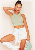 Holly Sage Ribbed Racer Crop Top