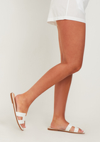 Hunter White Flat Sandals