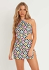 Indiyah Multi Printed Rib Pointed Hem Top